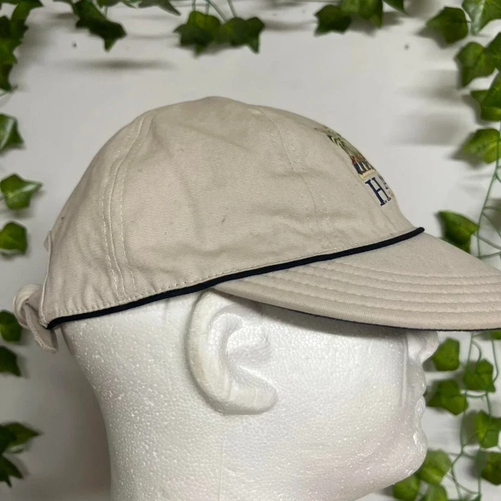 Vintage 90s Hawaii Islands Womens Tie‎ Back Hat Brimmed Soft Beige Cap OSFA USA